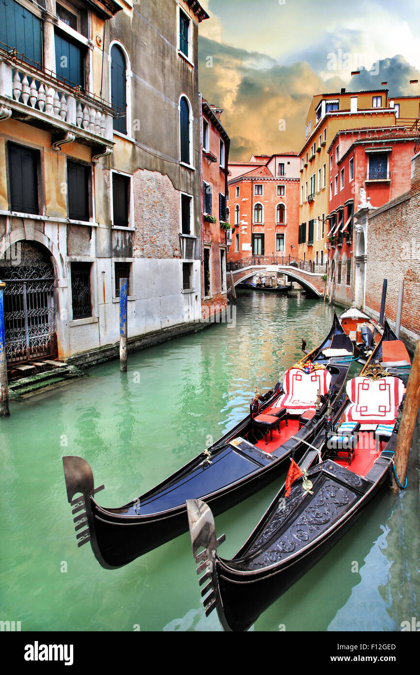 Les canaux de Venise romantique Banque D'Images