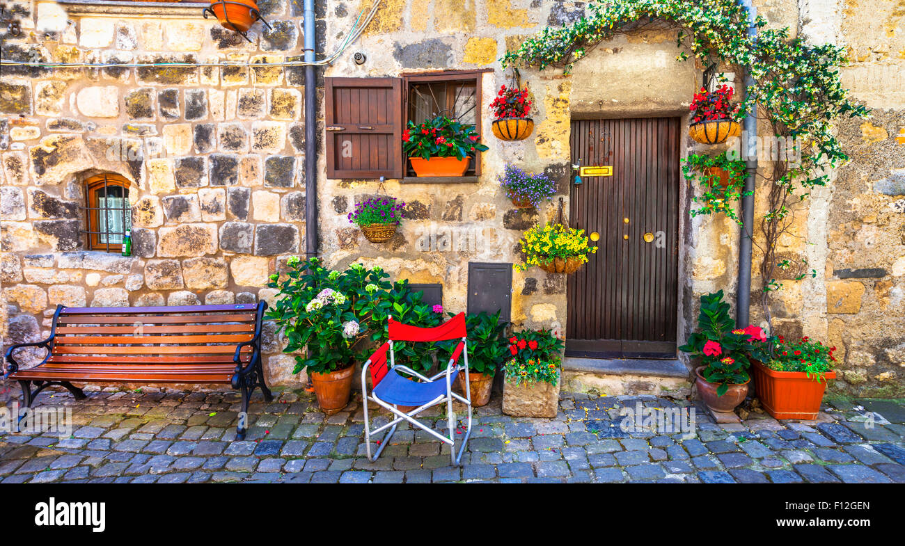 Les rues charmantes de la ville médiévale de Bolsena, Italie Banque D'Images