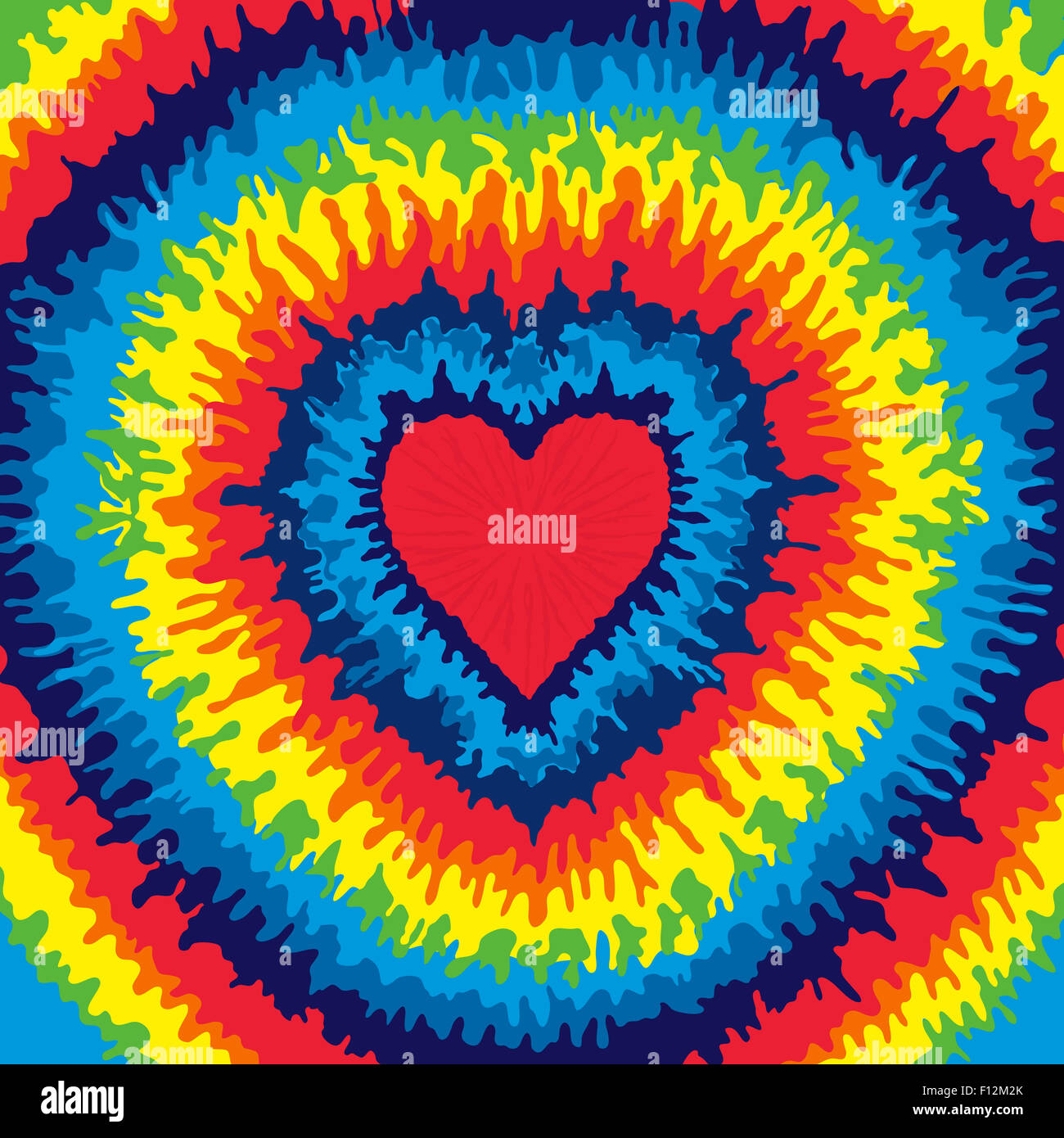 Coeur, l'amour, arc-en-ciel tie dye Background Banque D'Images