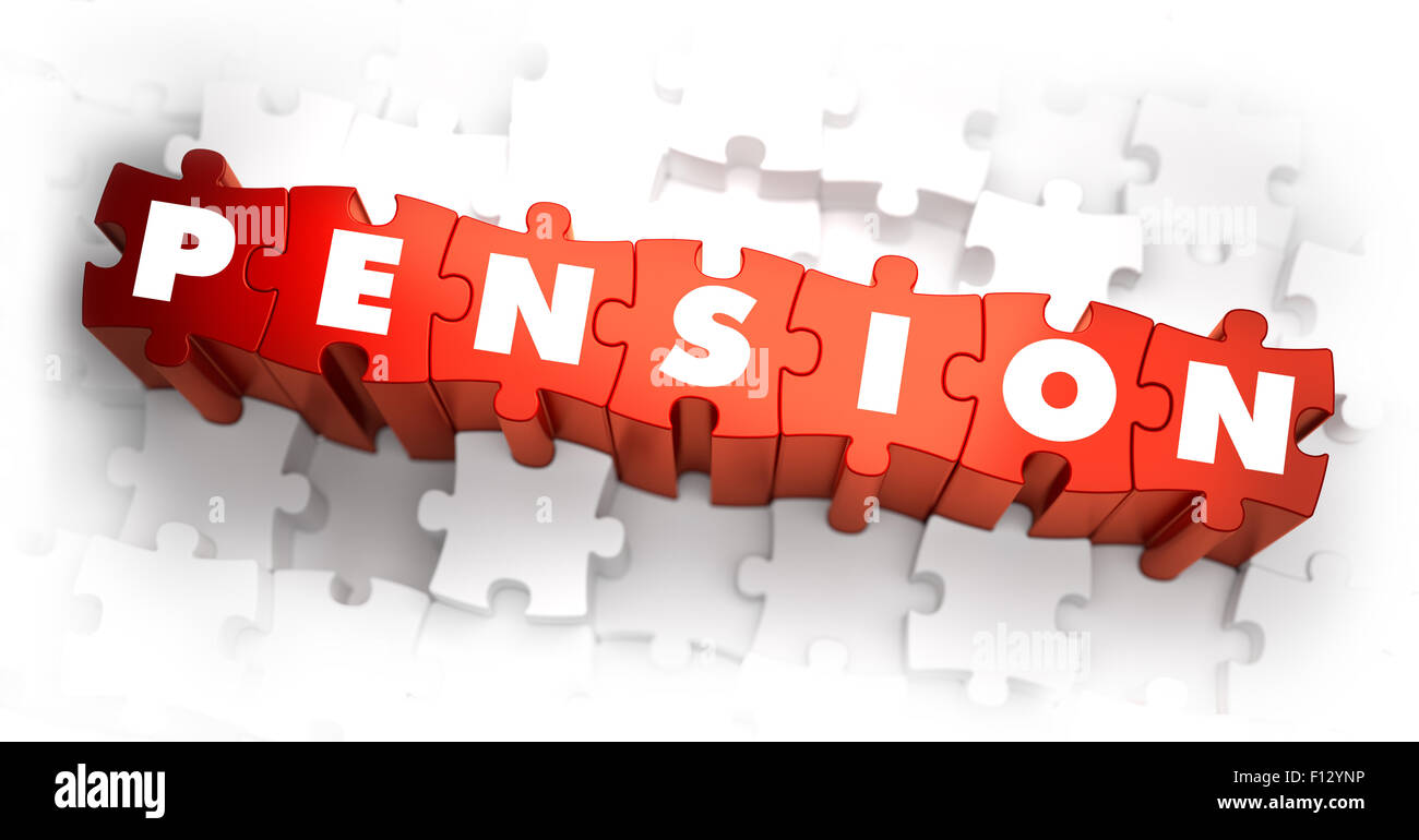 Pension - Mot Blanc sur rouge puzzles. Banque D'Images