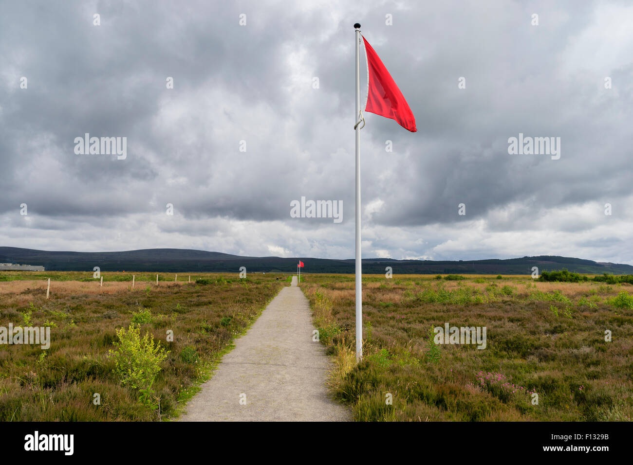 Indicateur précisant de front de l'armée du Gouvernement français sur la lande à Culloden Moor naturel ancien champ de bataille l'Ecosse Banque D'Images