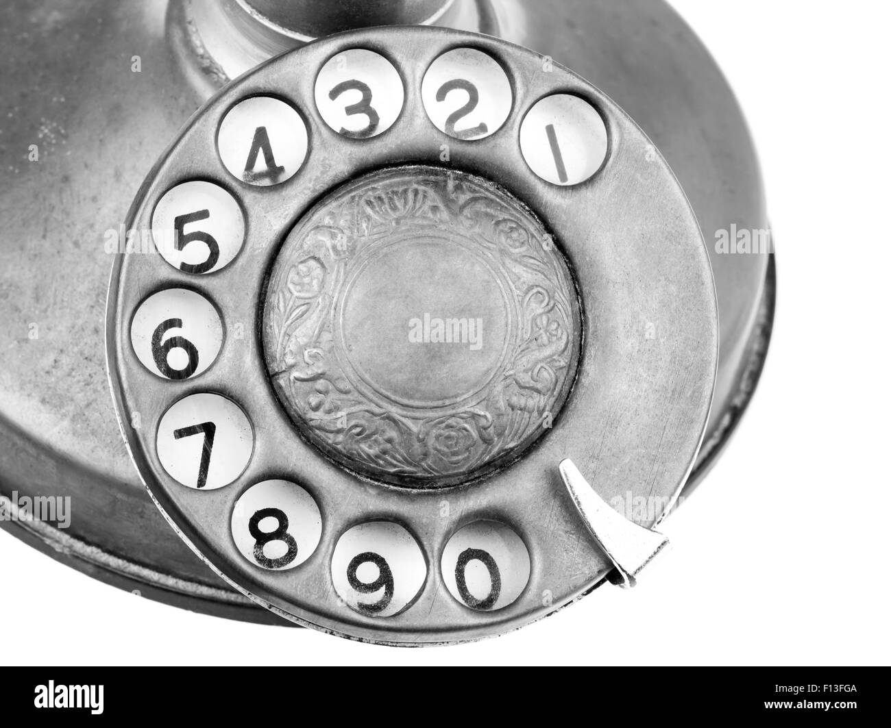 Chandelier ancien telephone en noir et blanc. Banque D'Images