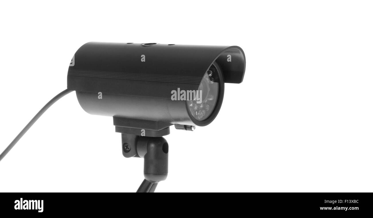 Caméra de surveillance secrète. Isolé sur fond blanc. Banque D'Images