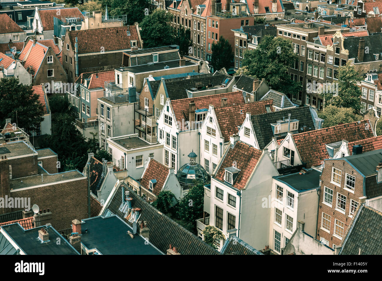 Vue sur la ville d'Amsterdam à partir de la Westerkerk, Holland Banque D'Images