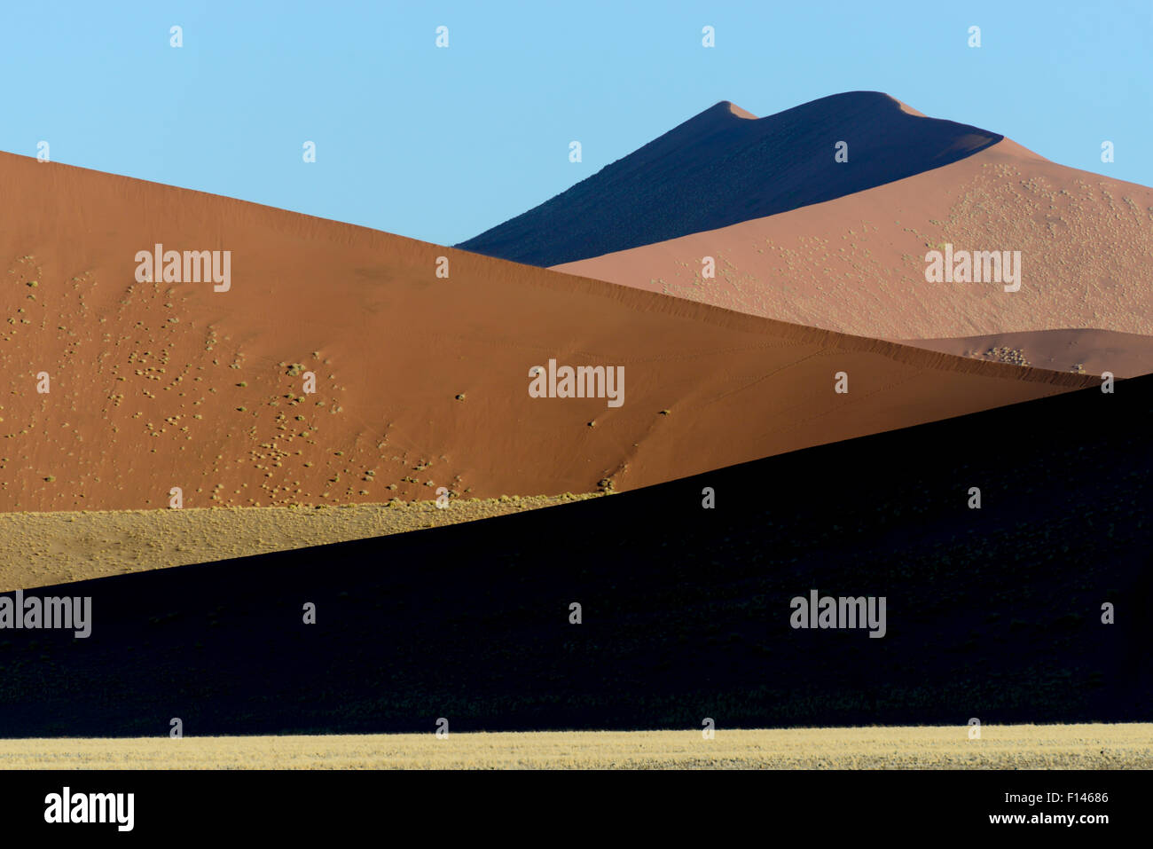 Les modèles de Ombres et lumière sur les dunes de sable, Sossusvlei, Namib-Naukluft National Park, la Namibie. Banque D'Images