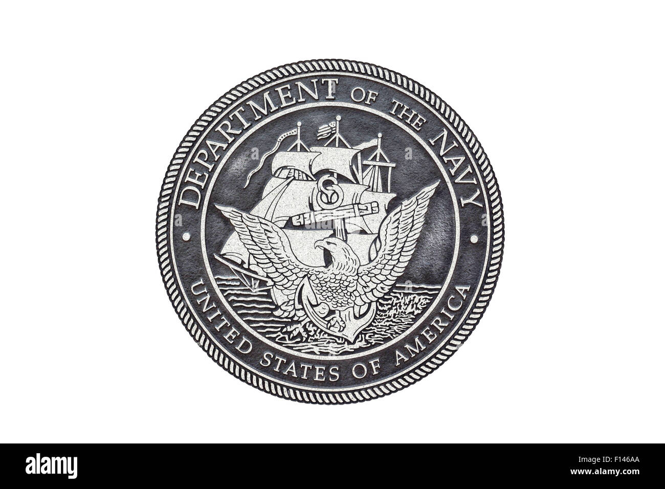 Le sceau officiel de l'US Navy sur un fond blanc. Banque D'Images