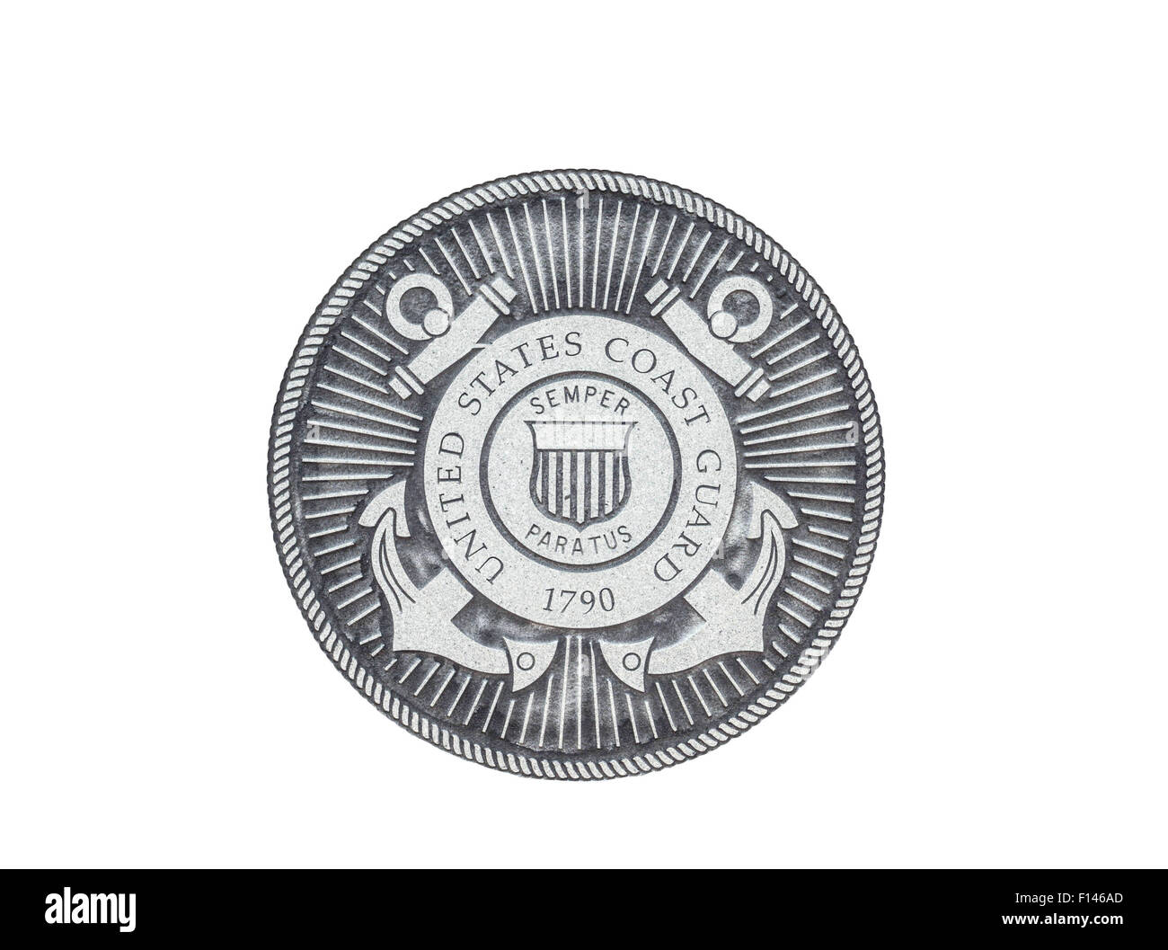 U.S. Coast Guard sceau officiel sur un fond blanc. Banque D'Images