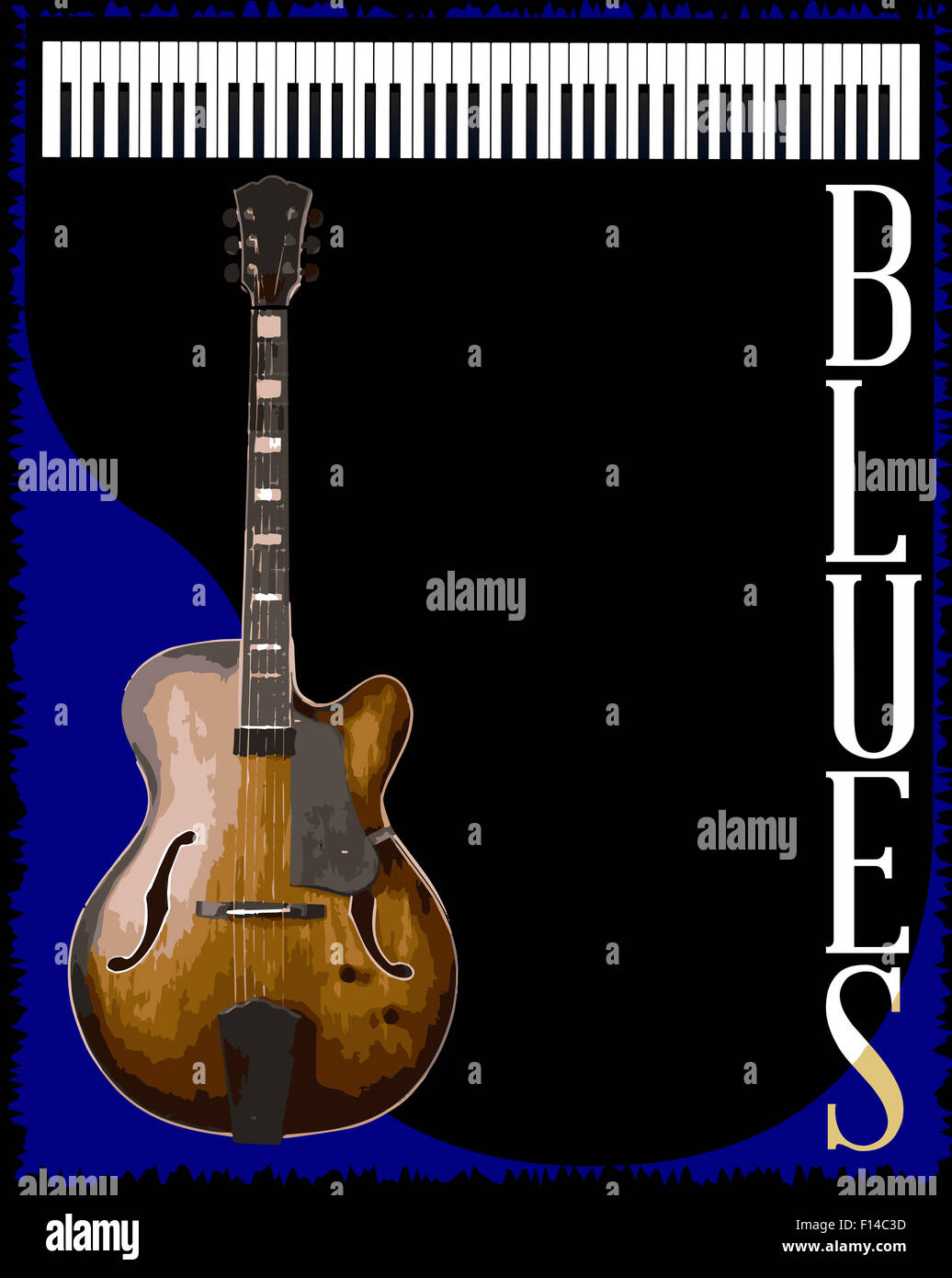 Une guitare et piano style blues pour arrière-plan une affiche Photo Stock  - Alamy