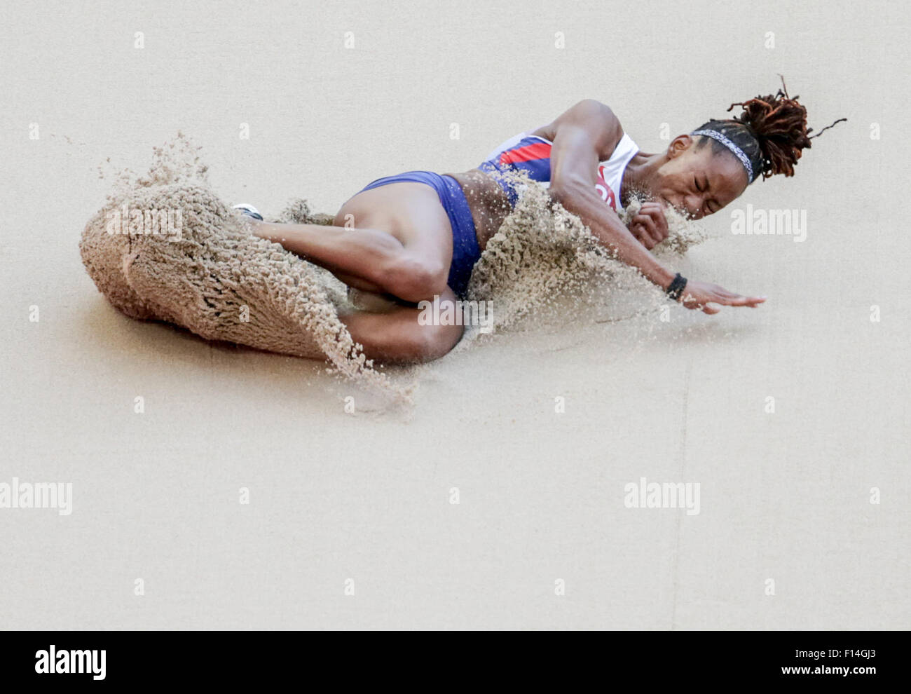 Beijing, Chine. Août 27, 2015. Shara Proctor de Grande-Bretagne participe à la qualification de saut en longueur de la femme du 15ème Association Internationale des Fédérations d'athlétisme (IAAF) Championnats du monde d'athlétisme à Pékin, Chine, 27 août 2015. Dpa : Crédit photo alliance/Alamy Live News Banque D'Images