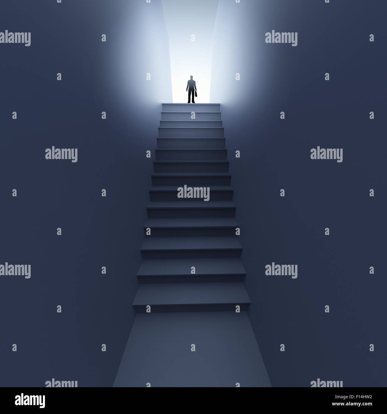 Silhouette homme debout avec retour en tant que concept Banque D'Images