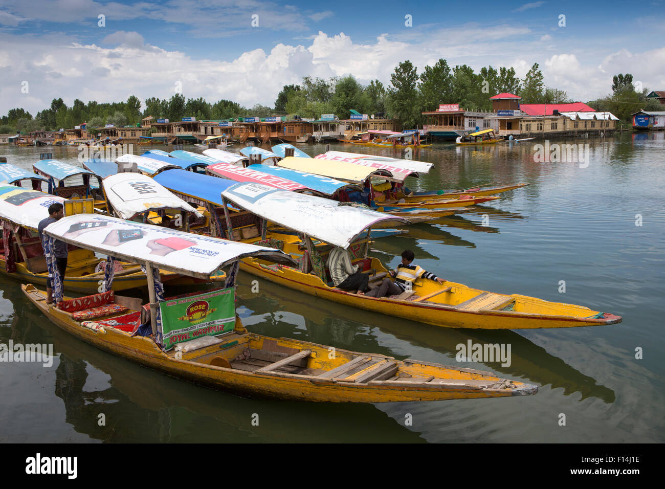 L'Inde, le Jammu-et-Cachemire, Srinagar, bateaux taxi shikara sur le lac Dal Banque D'Images