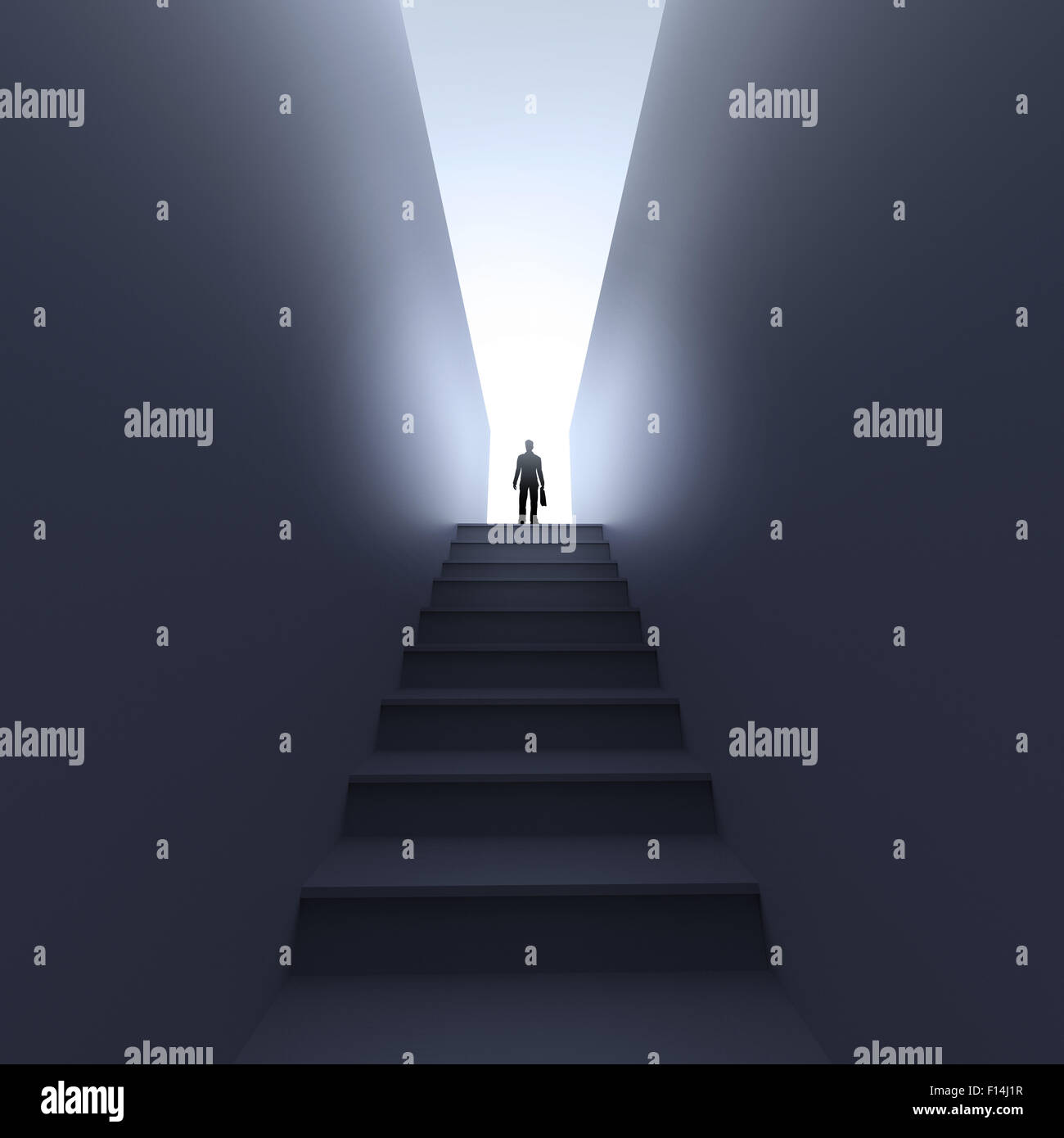 Silhouette homme debout avec retour en tant que concept Banque D'Images