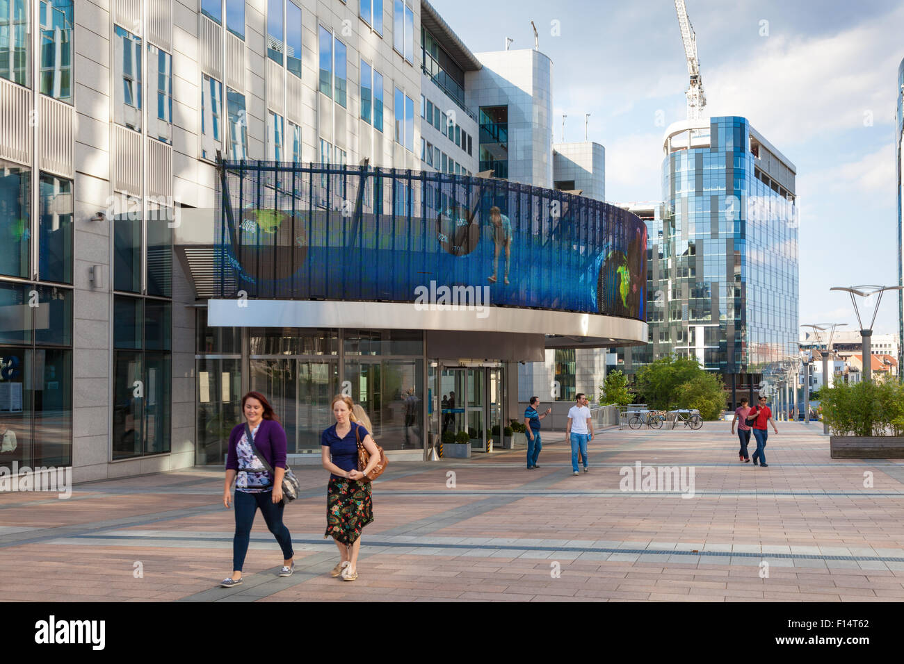 Les immeubles de bureaux du Parlement européen à l'Espace Léopold (Leopold Square). 21 août 2015 à Bruxelles, Belgique Banque D'Images