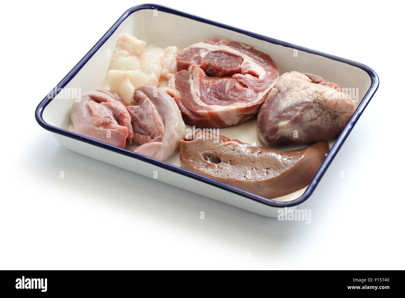 Ingrédients haggis, ovins viande épaule langue foie coeur suet Banque D'Images