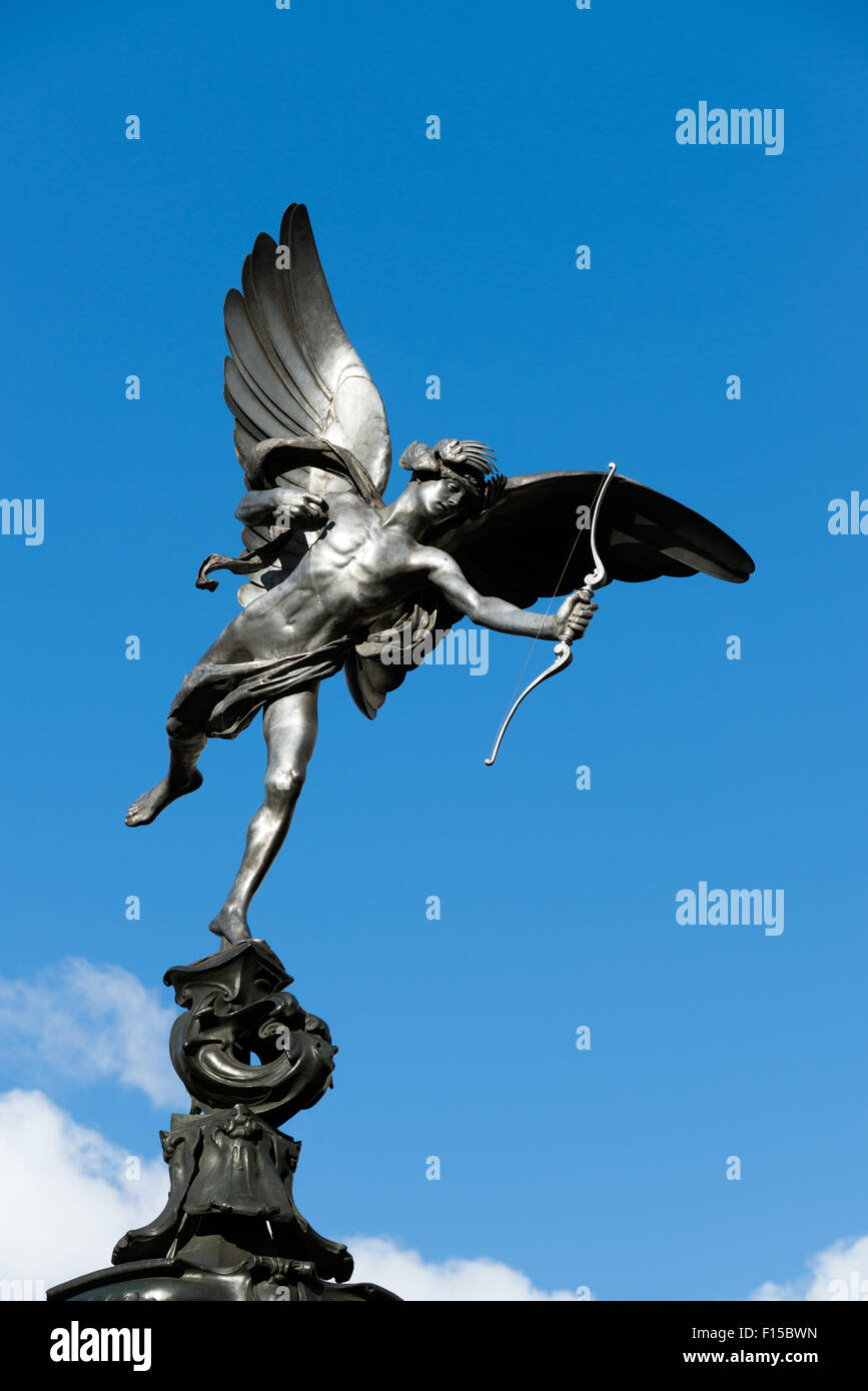 Statue d'Eros à Piccadilly Circus, London, England, UK Banque D'Images