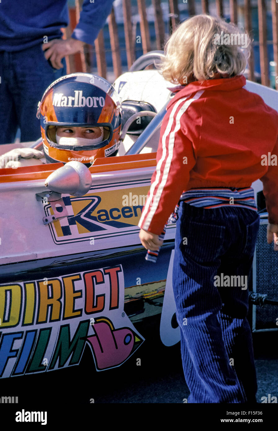 Gilles Villeneuve dans une voiture de course de l'Atlantique Banque D'Images