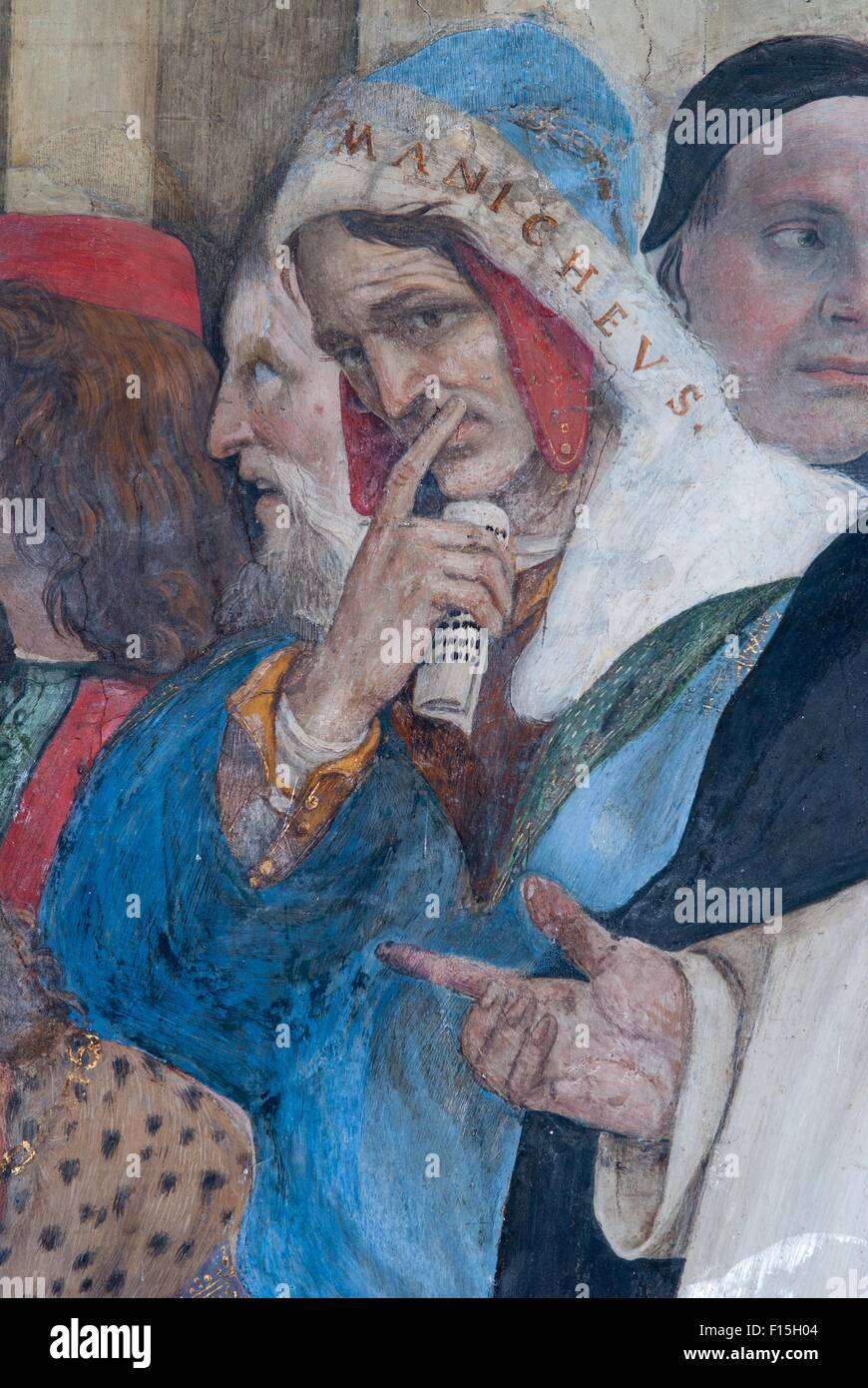 Un détail de la fresque de Filippino Lippi dans la chapelle Carafa dans l'église de Santa Maria sopra Minerva, Rome, Italie Banque D'Images