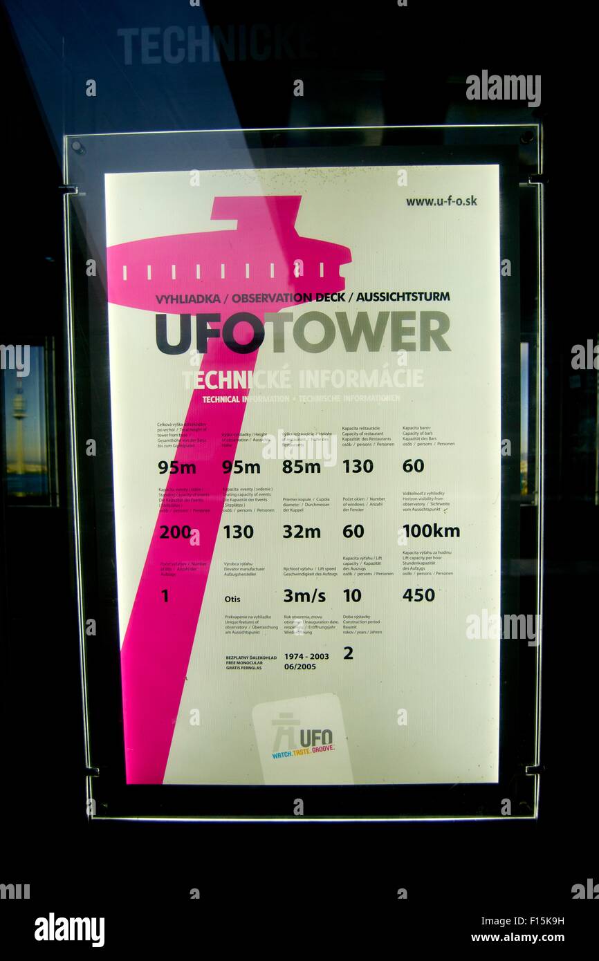 Restaurant La Tour d'OVNI nouveau pont rivière Bratislava Banque D'Images