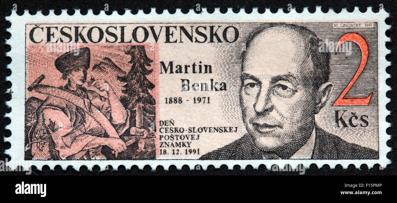 Ceskoslovensko Martin Ithaque 1888 1971 postovej Znamky den cesko slovenskej 18.12.1991 2KCs stamp Banque D'Images