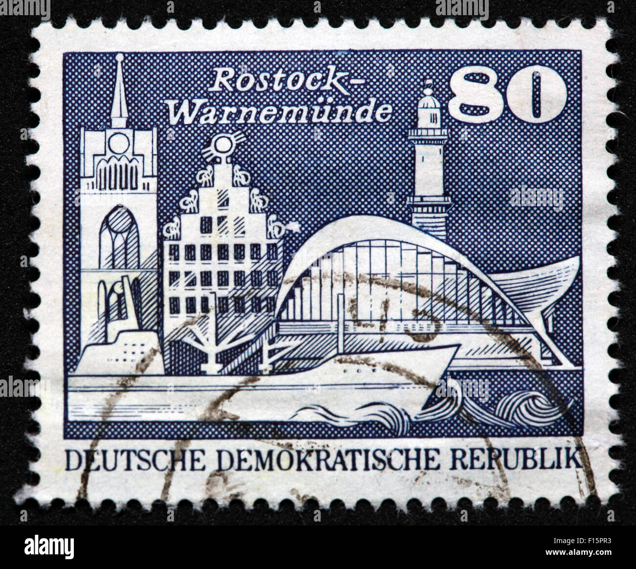 Deutsche Demokratische Republik 80 Rostock-Warnemunde DDR Stamp Banque D'Images