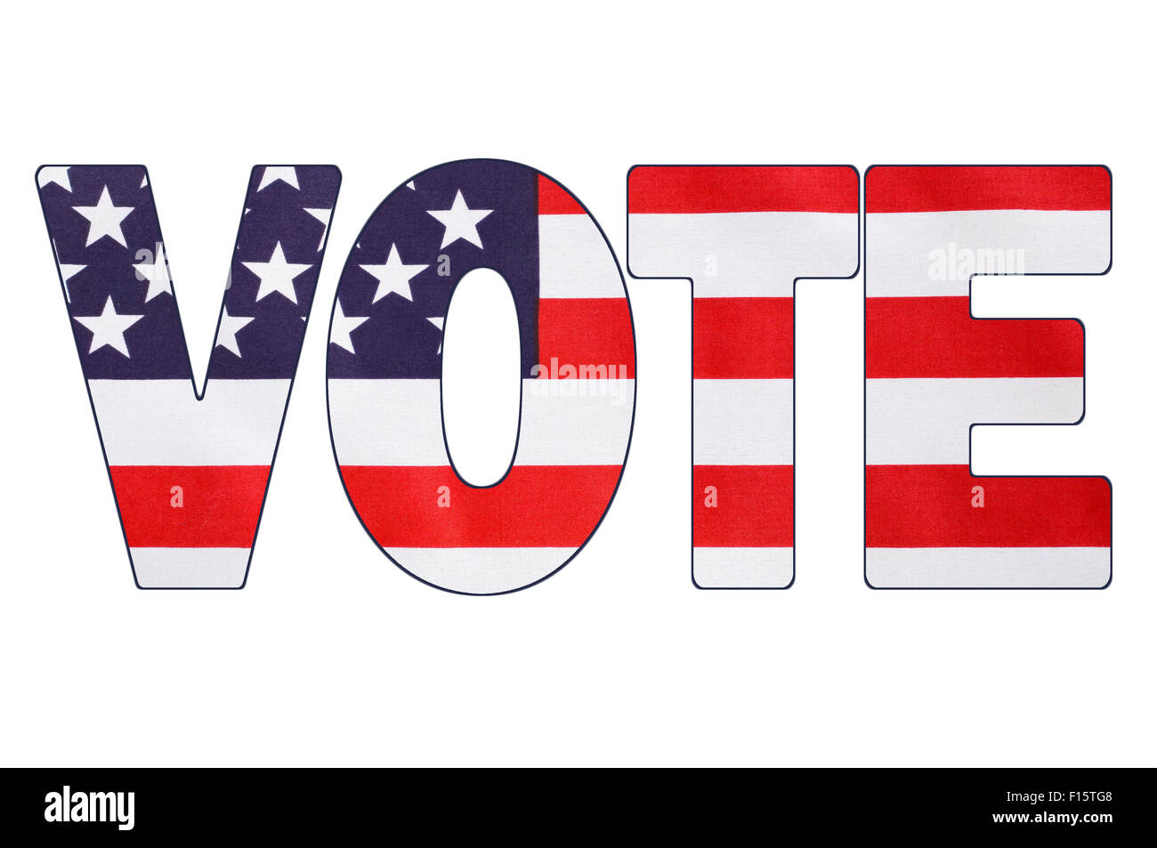 USA 2016 Élection présidentielle avec image de Stars and Stripes en contours de la parole, VOTE. Banque D'Images