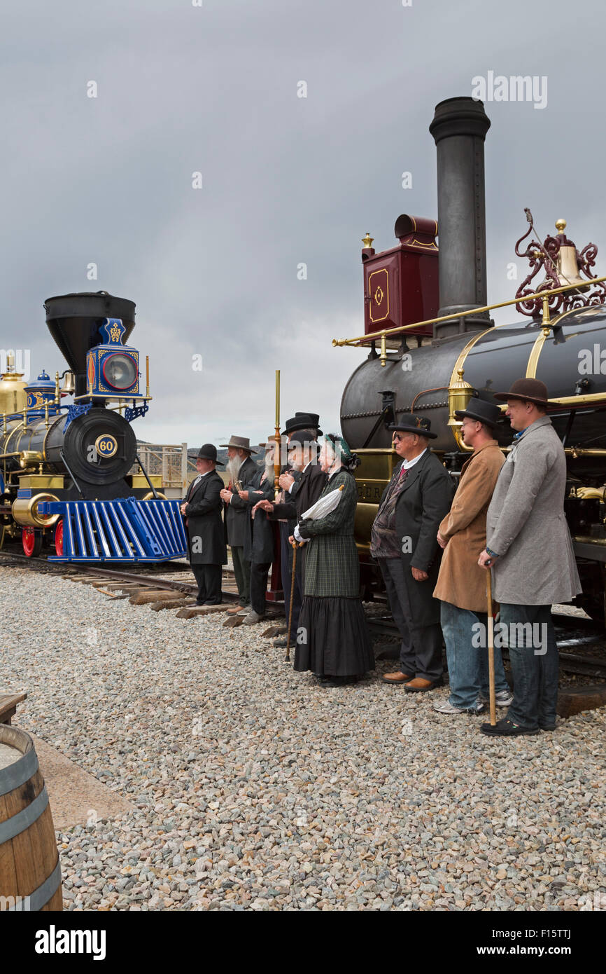 Promontory Summit, Utah - Golden Spike National Historical Park, où le premier chemin de fer transcontinental a été achevé en 1869. Banque D'Images