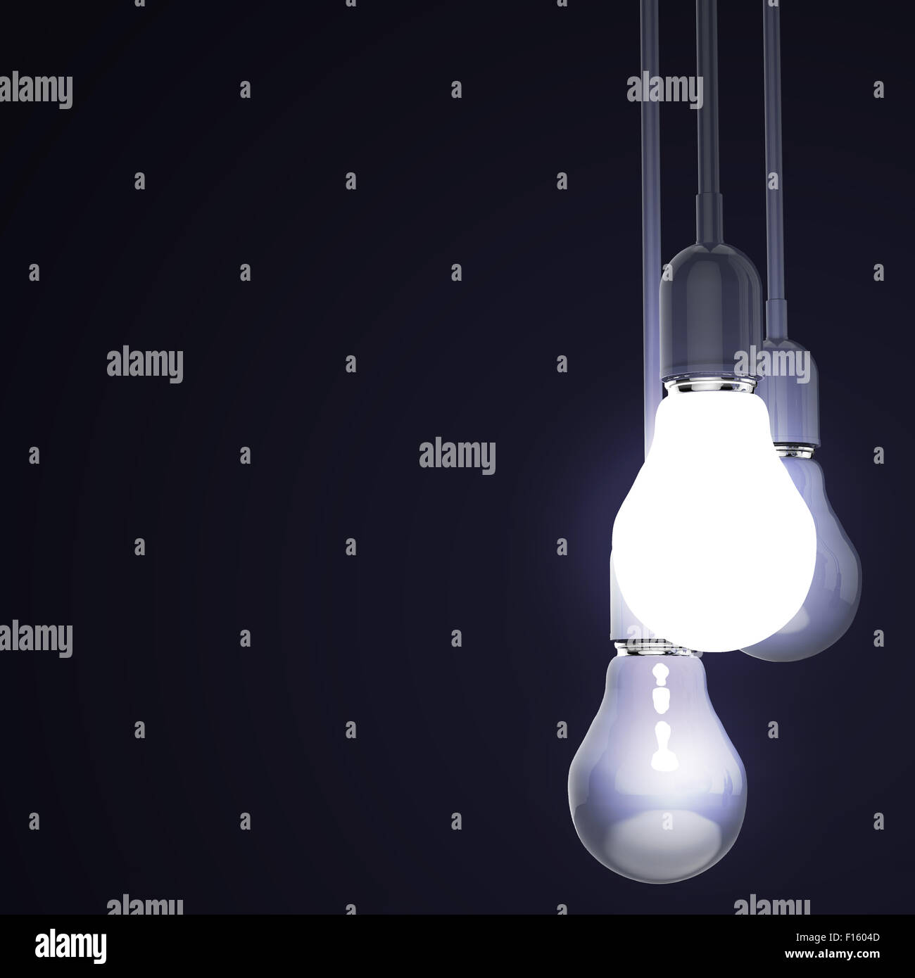 Idée créative et concept de leadership avec 3d blue Light bulb Banque D'Images