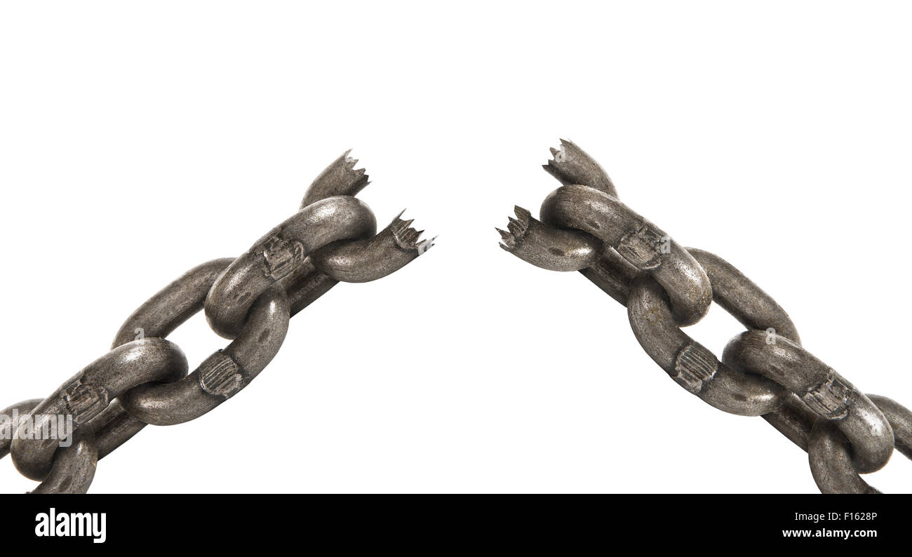 Close up câbles en chaîne, sur fond blanc ; isolées Banque D'Images