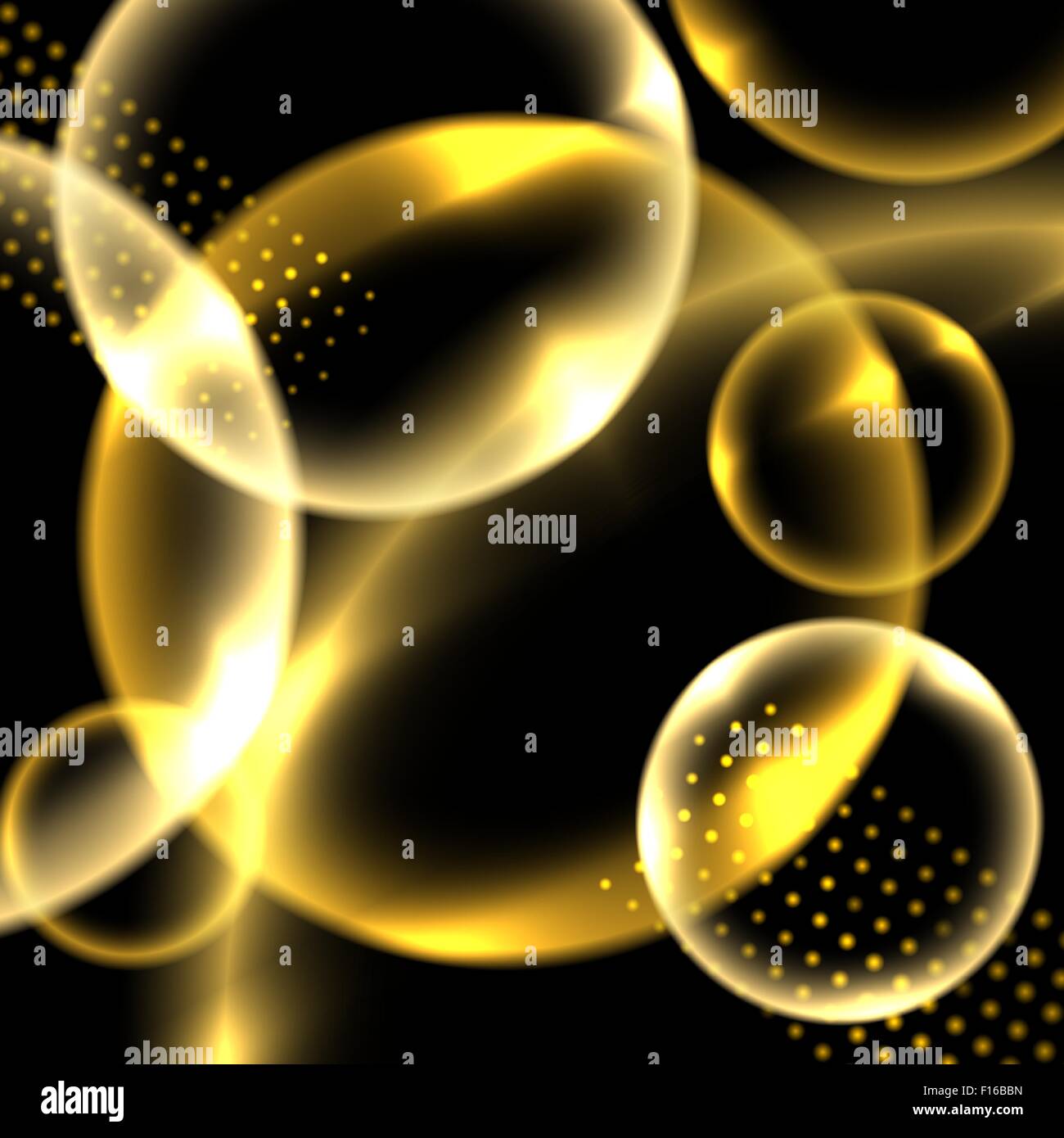 Résumé de l'éclairage de fond des cercles. Éléments lumineux sur noir. Illustration de Vecteur