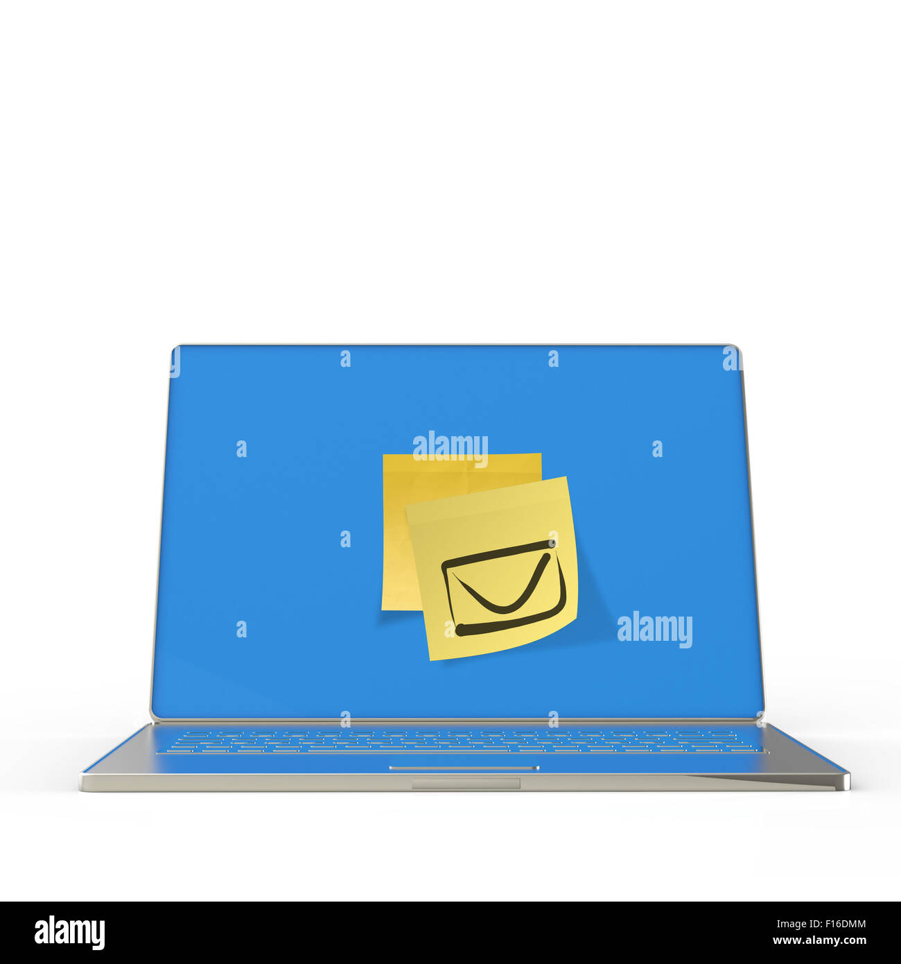E-mail inscrivez-vous sur sticky note sur 3d ordinateur portable comme concept Banque D'Images
