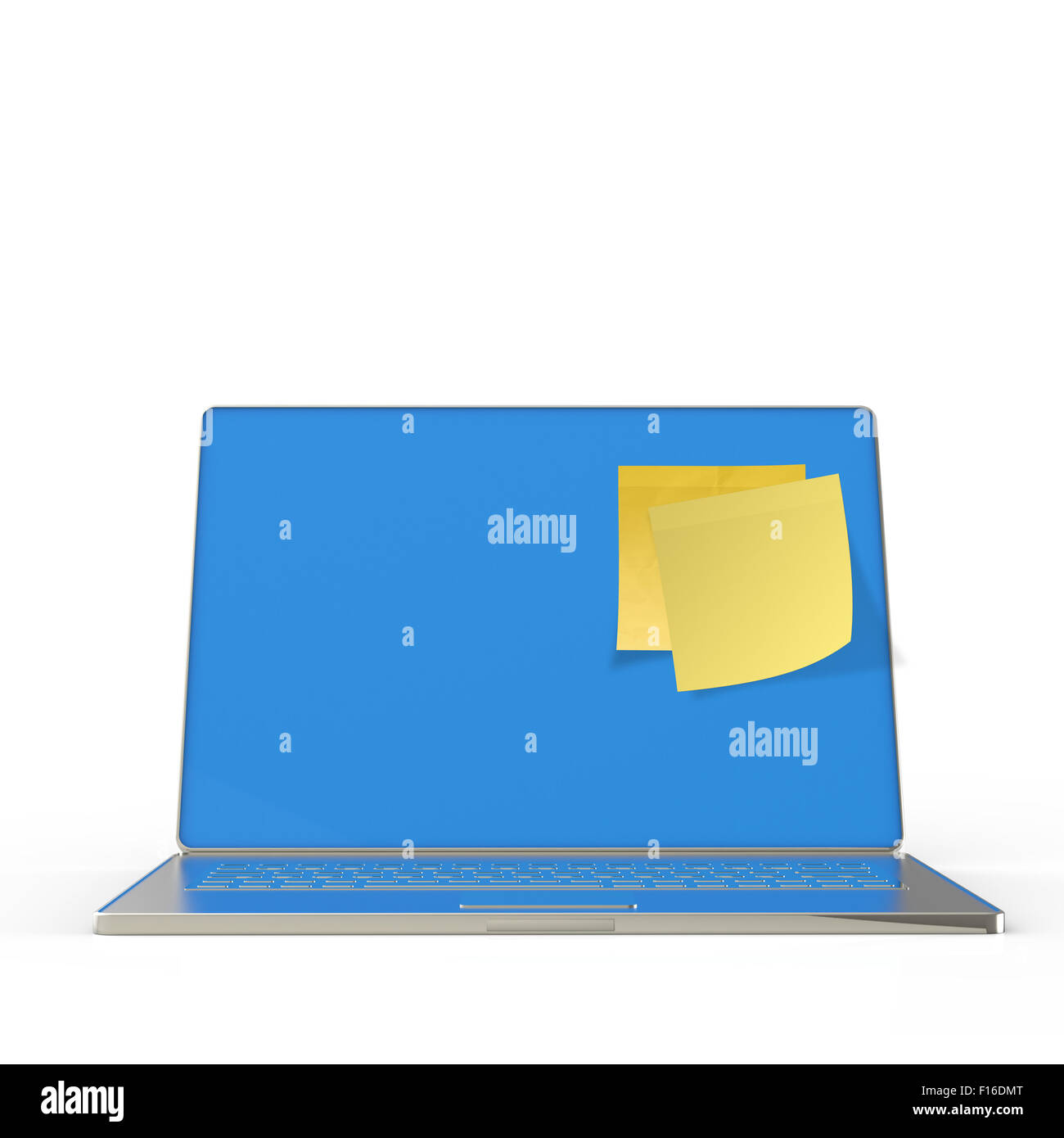 Yellow sticky note post sur ordinateur portable 3d comme concept Banque D'Images Yellow sticky note post sur ordinateur portable 3d comme concept Banque D'Images