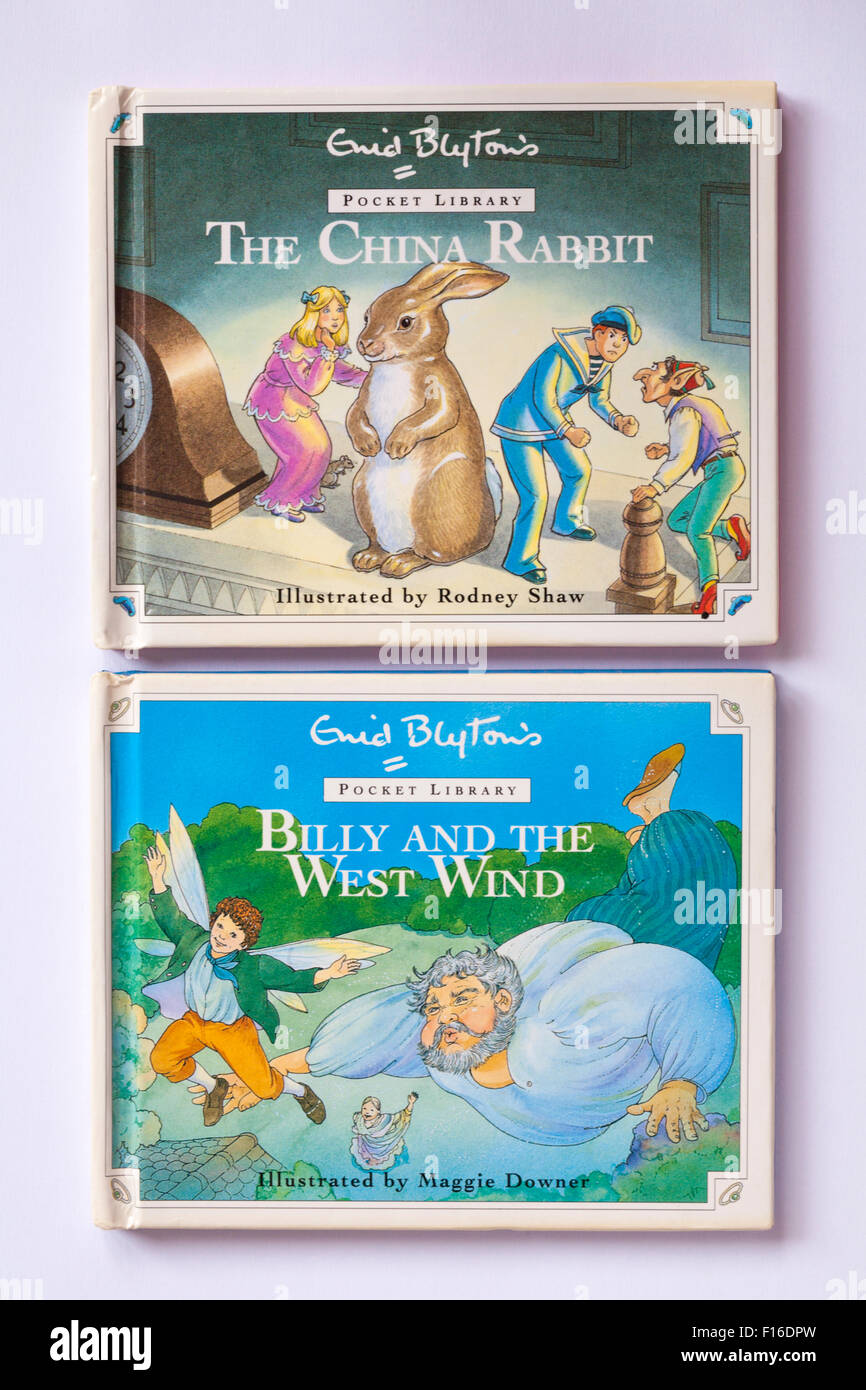 Enid Blyton's pocket livres de bibliothèque - la Chine et le lapin et Billy West Wind isolé sur fond blanc Banque D'Images