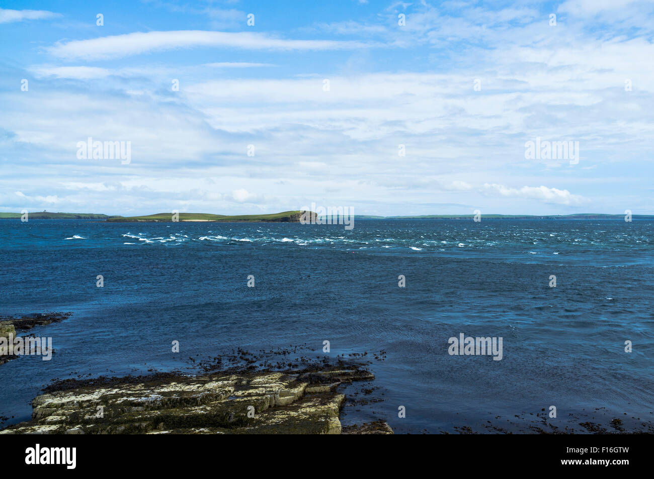 dh Hoy ORKNEY courant de marée Pentland Firth Hoxa Sound eaux de circulation Banque D'Images