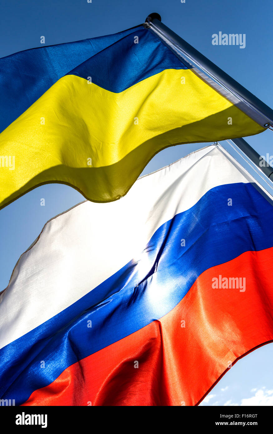 Berlin, Allemagne, drapeau de la Fédération de Russie et l'Ukraine Banque D'Images