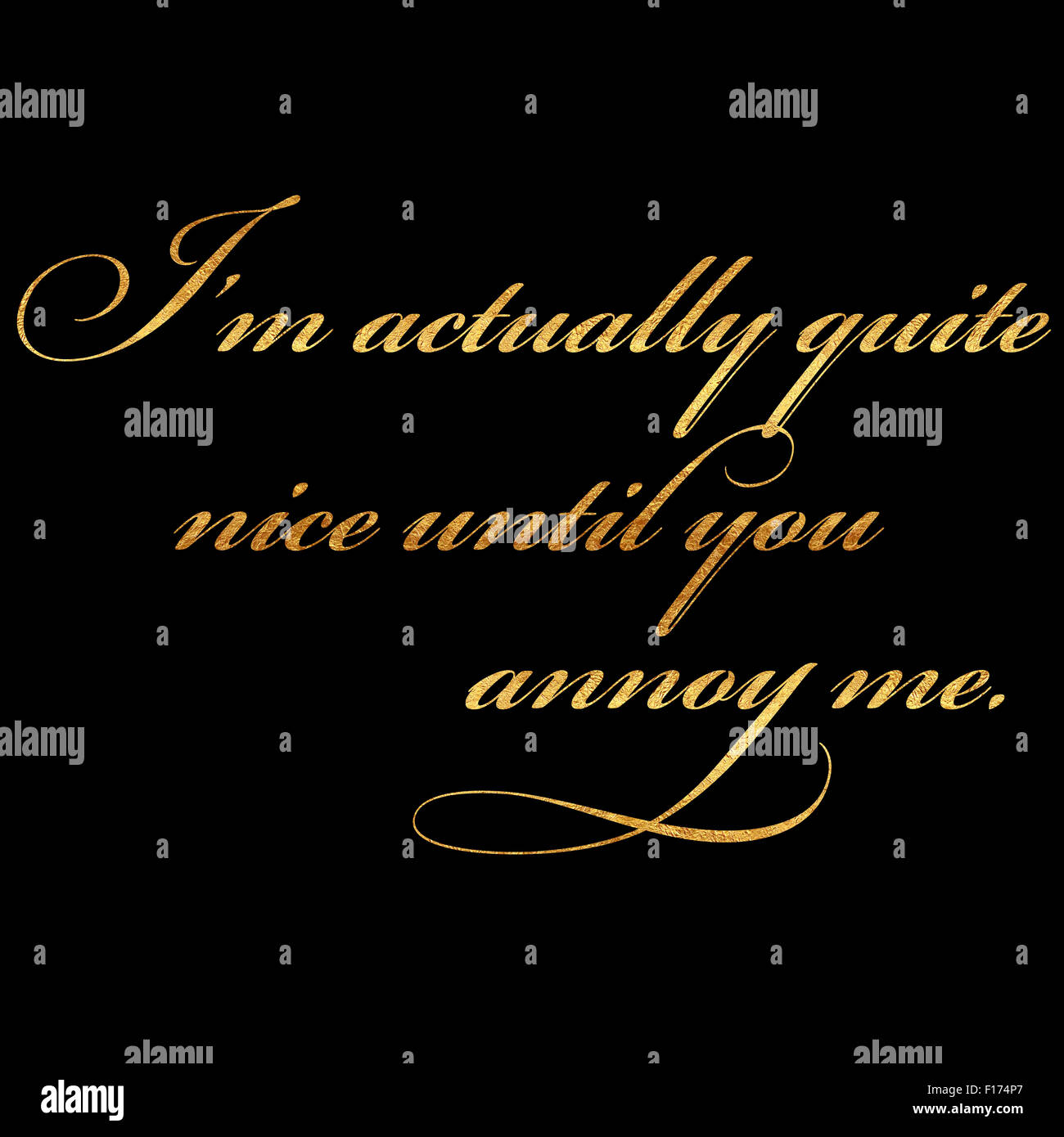 Drôle d'aluminium Faux brillant métallique isolé Devis Glitter Banque D'Images