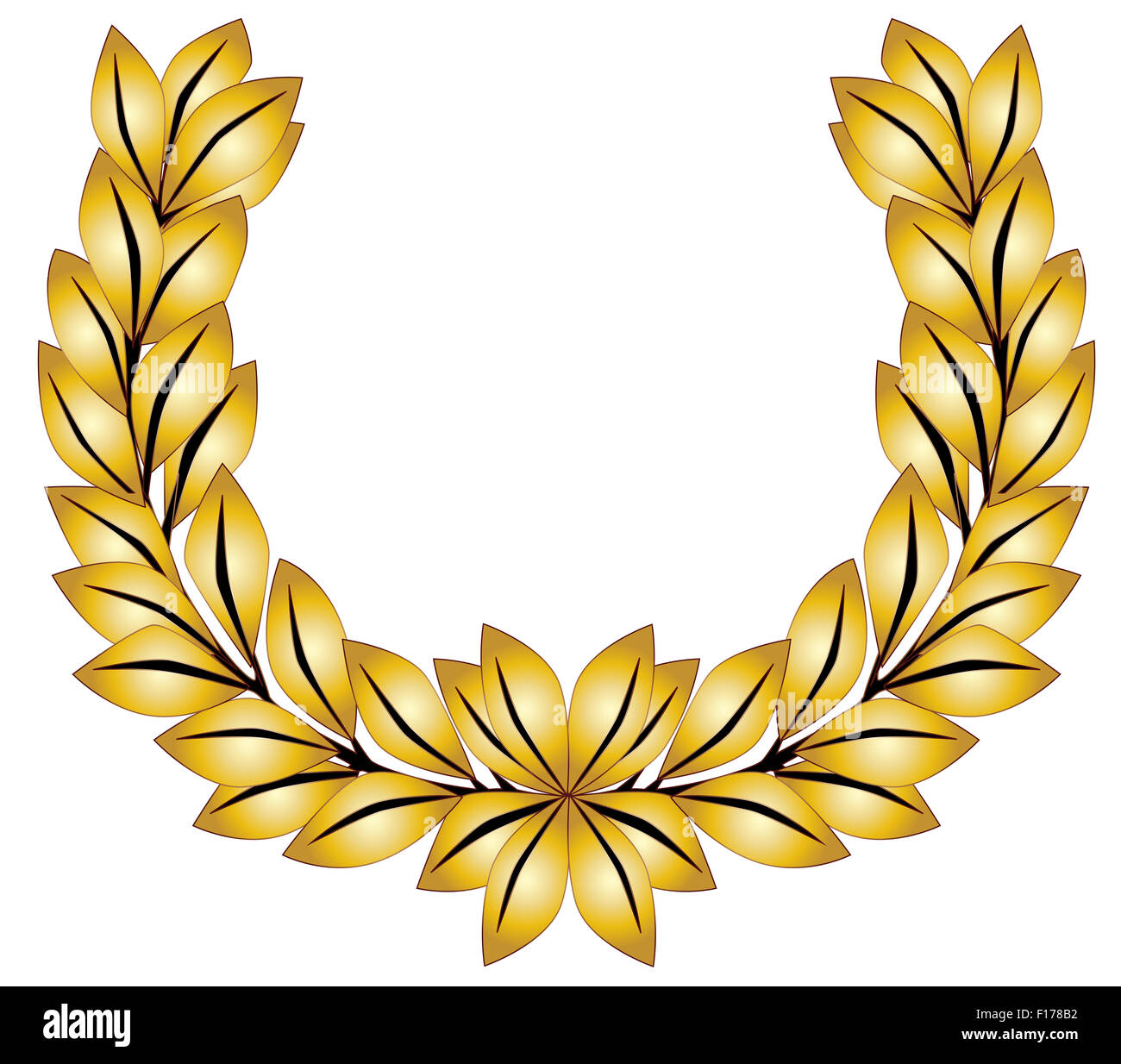 Une couronne de feuilles d'or sur fond blanc Banque D'Images