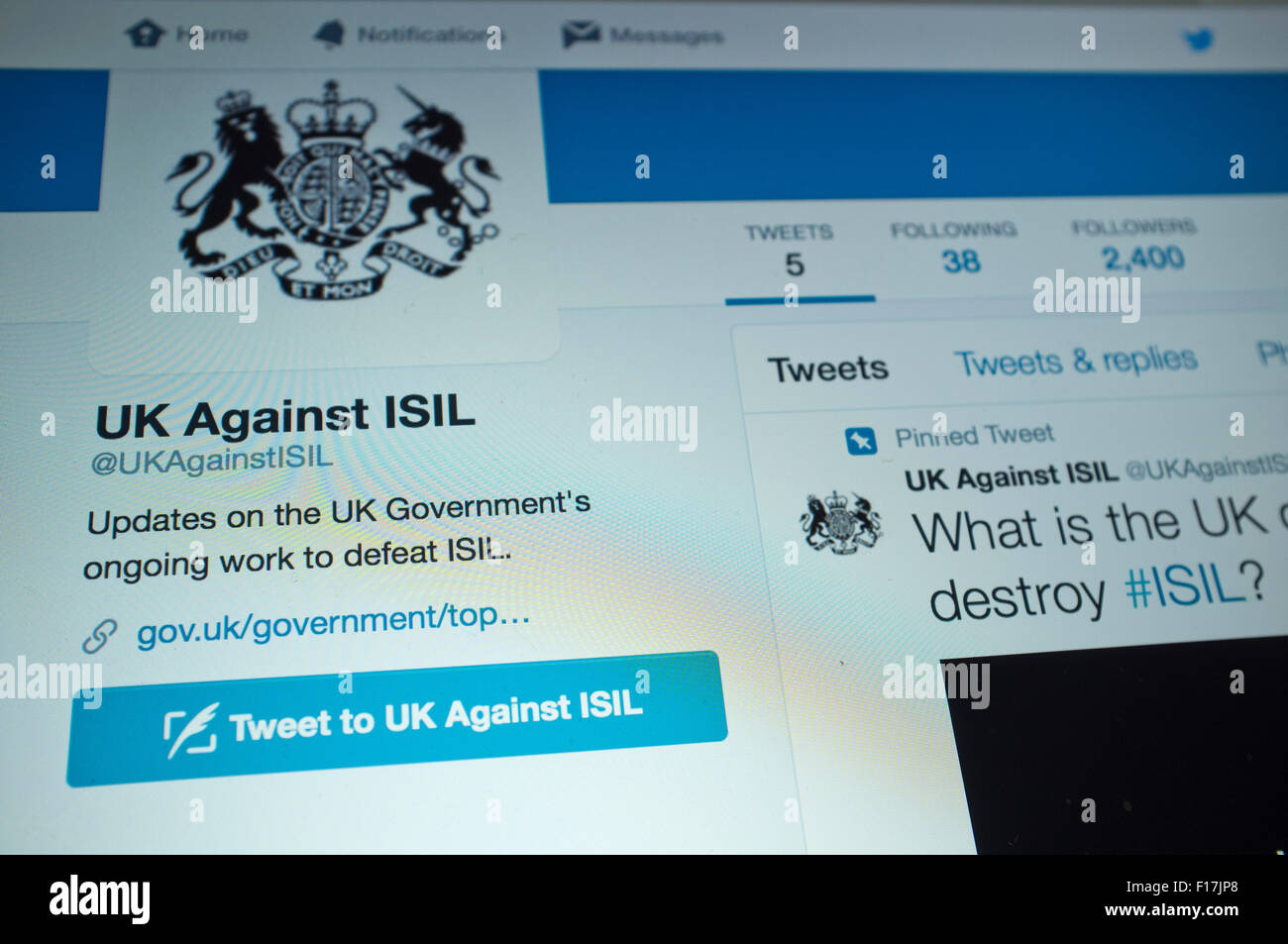 Londres, Royaume-Uni. 29 août 2015. Le gouvernement britannique lance un compte twitter pour lutter contre le terrorisme extrémiste islamique Crédit : ISIL groupe amer ghazzal/Alamy Live News Banque D'Images