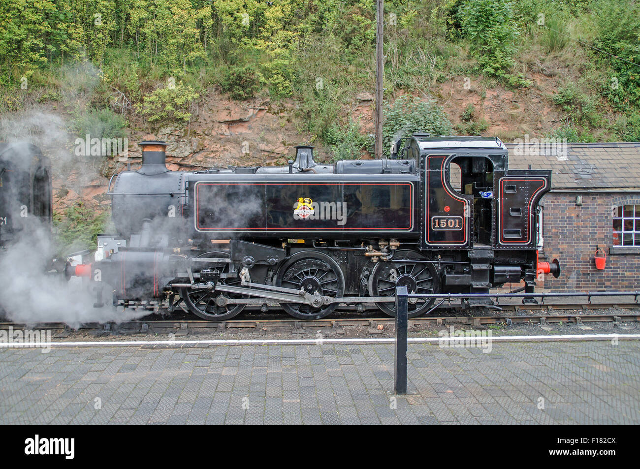 1500 1501 classe GWR 0-6-0PT au repos à Bewdley sur les RES Banque D'Images