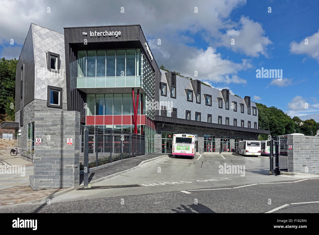 Le nouveau bâtiment d'échange train et bus en Ecosse Scottish Borders Galashiels Banque D'Images