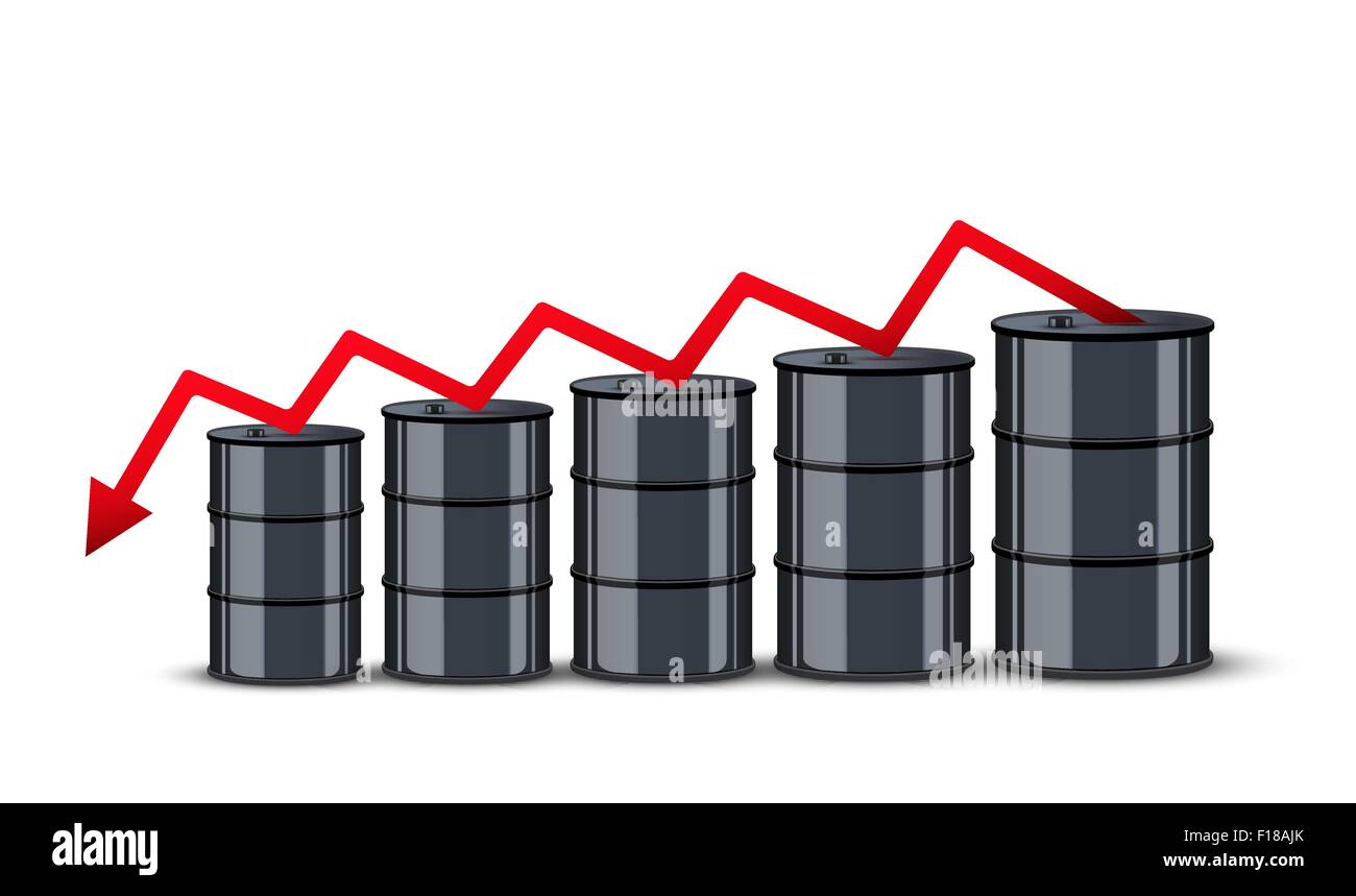 Barils de pétrole sur le prix fond du graphique Illustration de Vecteur