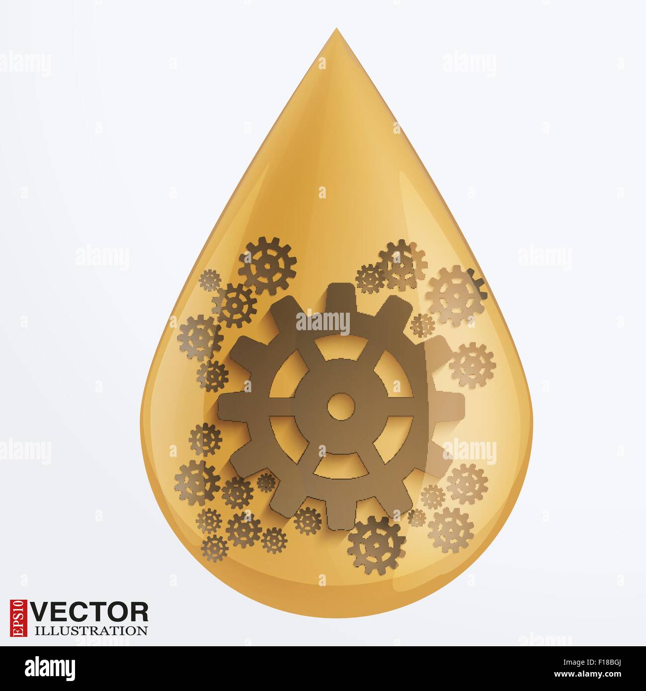 L'industrie de l'huile goutte symbole avec gears cogs Illustration de Vecteur