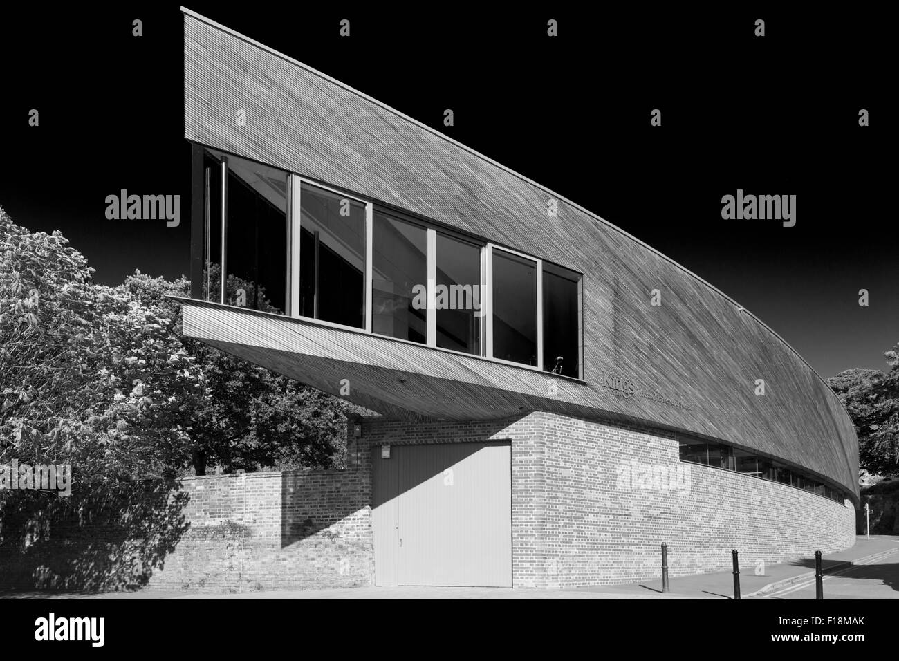 Les Kings School, Michael Baker Boathouse en monochrome, Worcester, England, UK Banque D'Images