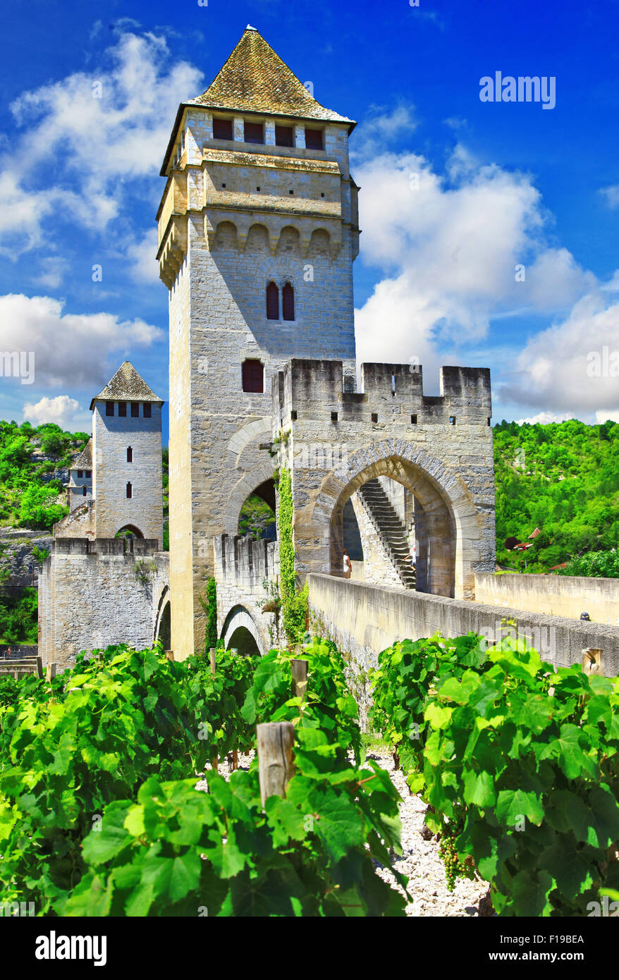 La ville médiévale de Cahors et son célèbre pont Valentré (Lot) Banque D'Images