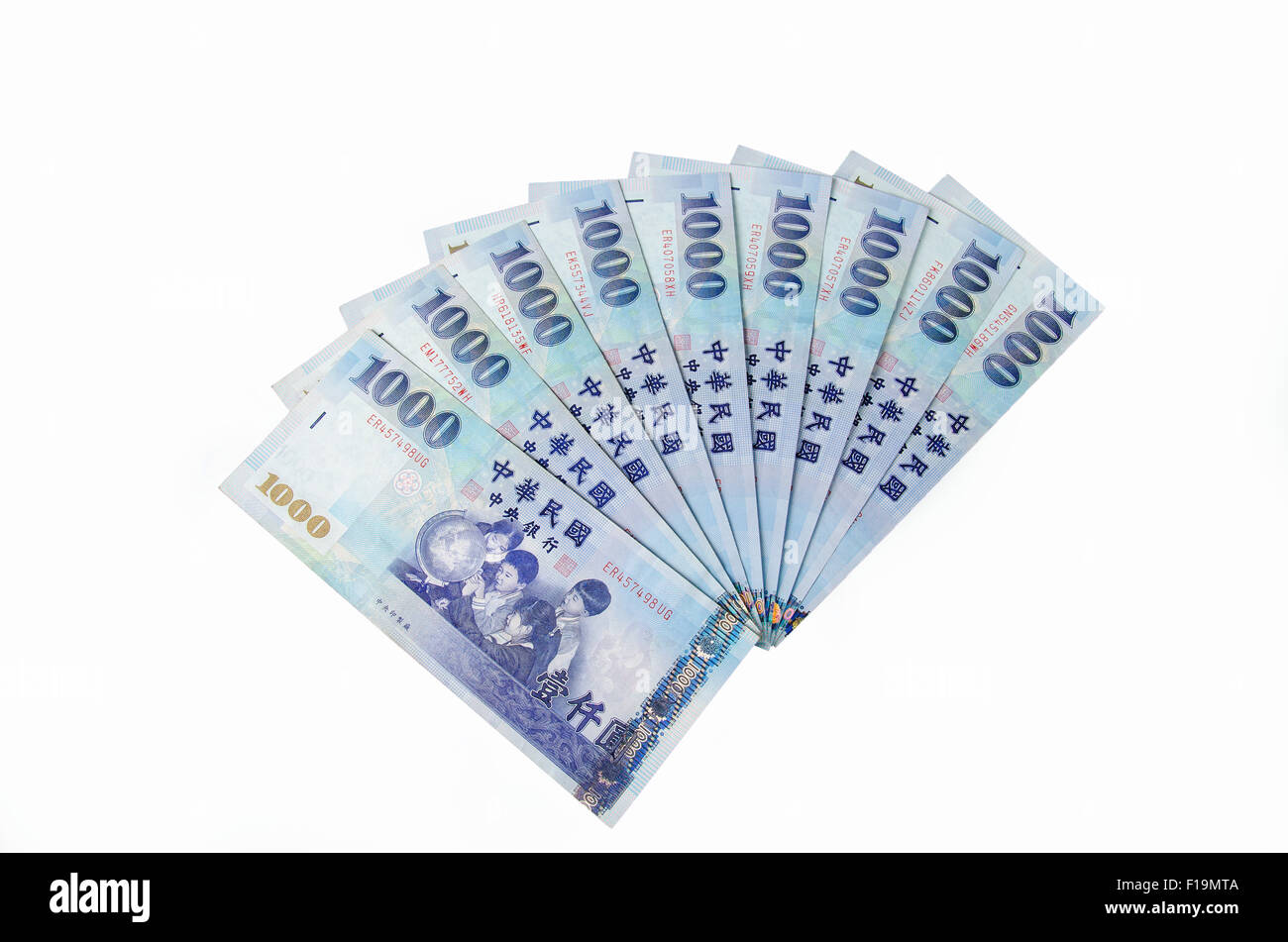 1000 nouveaux dollars taïwanais isolé sur fond blanc Banque D'Images 1000 nouveaux dollars taïwanais isolé sur fond blanc Banque D'Images