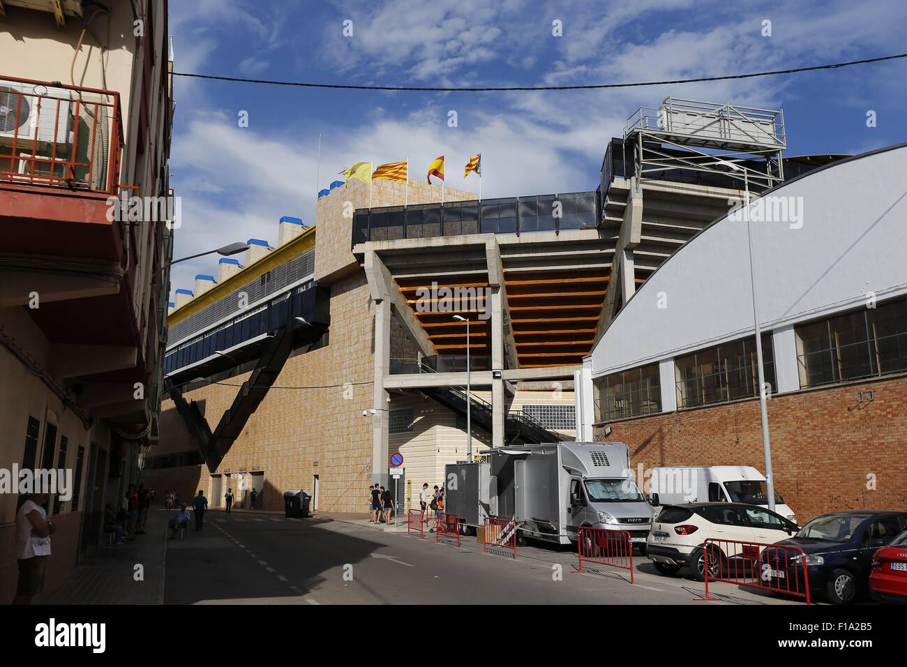 Pamplona, Espagne. Août 28, 2015. L'Estadio El Madrigal, vue générale, le football espagnol : 'Liga BBVA' match entre Villarreal CF 3-1 RCD Espanyol au Madrigal stadium à Alicante, Espagne . © Kawamori Mutsu/AFLO/Alamy Live News Banque D'Images