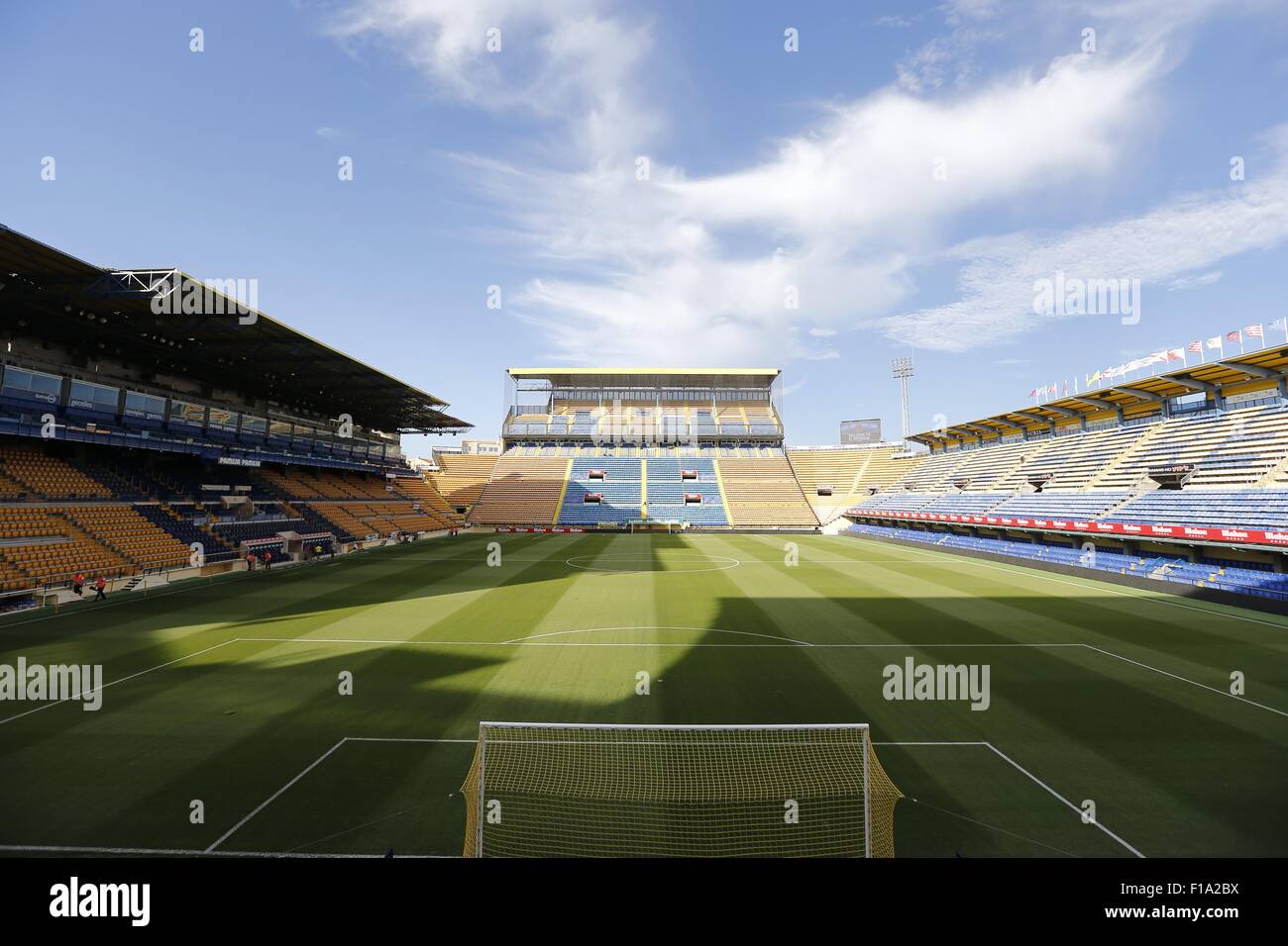 Pamplona, Espagne. Août 28, 2015. L'Estadio El Madrigal, vue générale, le football espagnol : 'Liga BBVA' match entre Villarreal CF 3-1 RCD Espanyol au Madrigal stadium à Alicante, Espagne . © Kawamori Mutsu/AFLO/Alamy Live News Banque D'Images