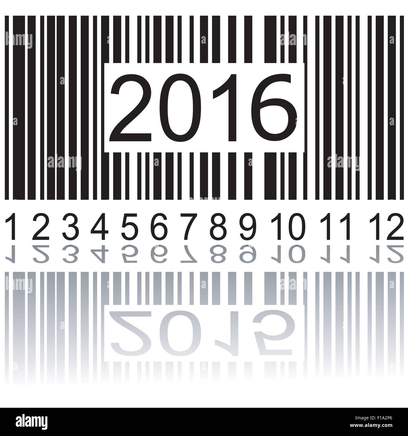 Nouvelle année 2016 sur le code à barres Illustration de Vecteur