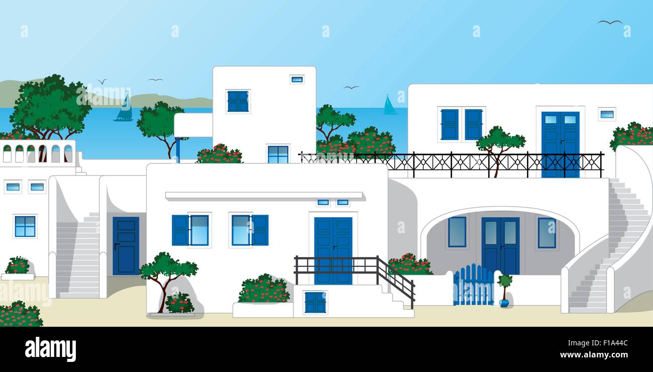 Maisons grecques traditionnelles Illustration de Vecteur