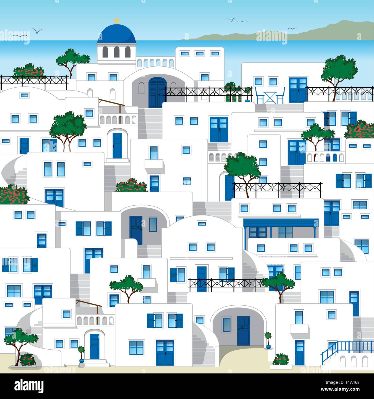 Maisons grecques traditionnelles Illustration de Vecteur