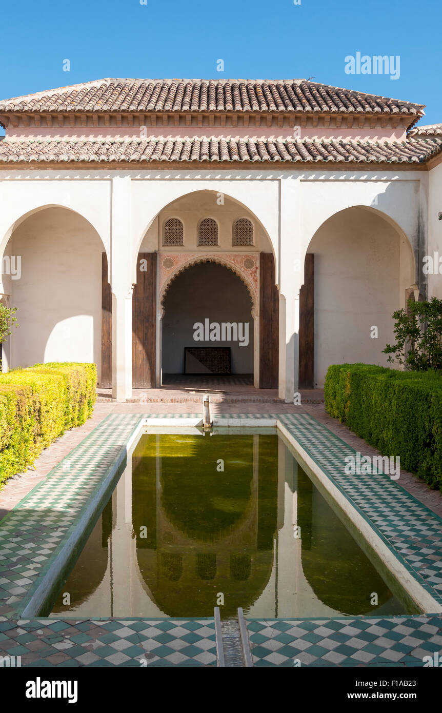 Jardin de la Cour d'Cuartos de Granada, l'Alcazaba de Málaga, Espagne Banque D'Images